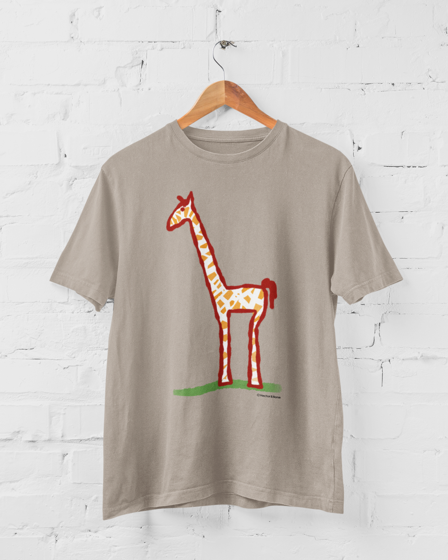 Giraffe T shirt Vegan Cotton T shirt design Hector and Bone