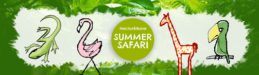 The Hector and Bone Summer Safari - Illustrated wildlide mugs and animal t-shirts - Giraffe mugs - Giraffe T-shirts - Parrot mugs - Parrot T-shirts - Lizard mugs - Lizard T-shirts - Flamingo mugs - Flamingo T-shirts