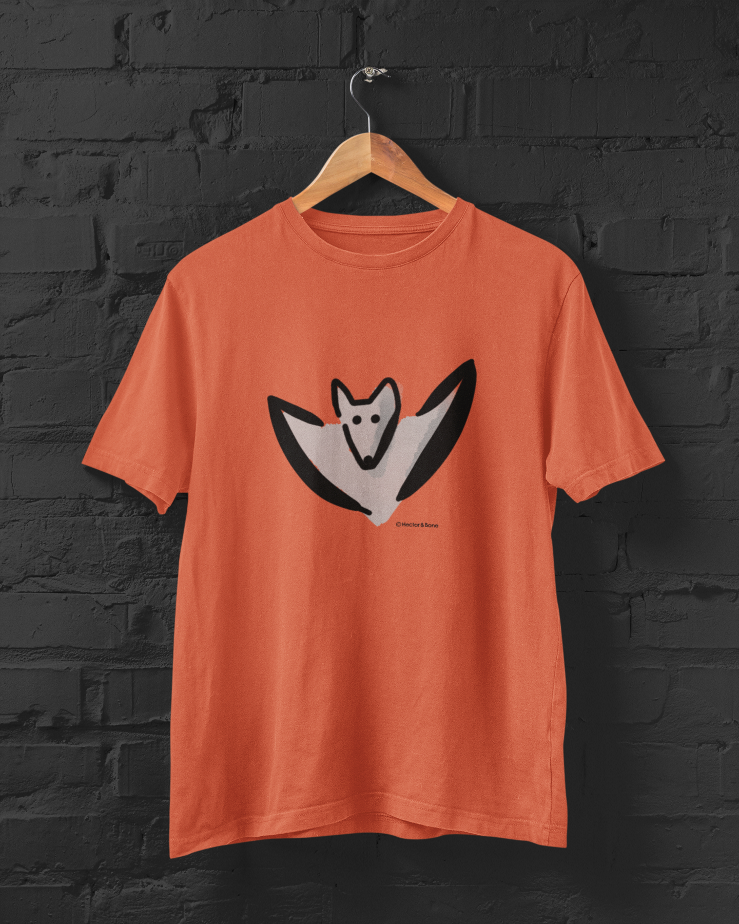 Bertie Bat T-shirt illustrated Halloween Orange colour tshirt design