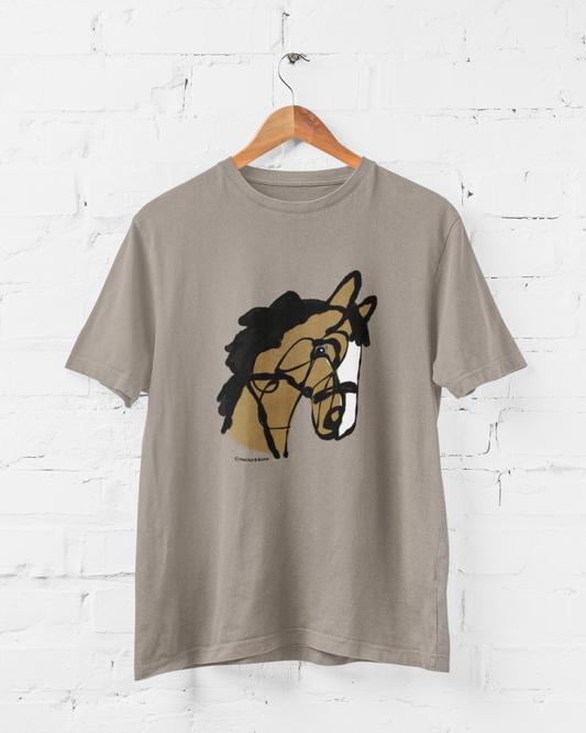 Horse T-shirt - I love my horse original design printed on a vegan cotton desert dust colour pony t-shirt by Hector and Bone