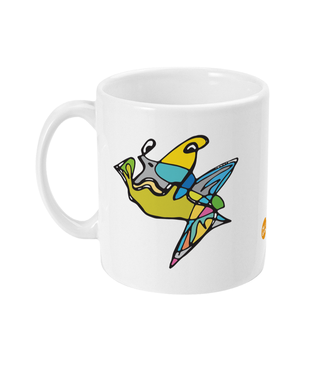 Fish Boy Illustrated modern art design coffee mug by Hector and Bone Right View