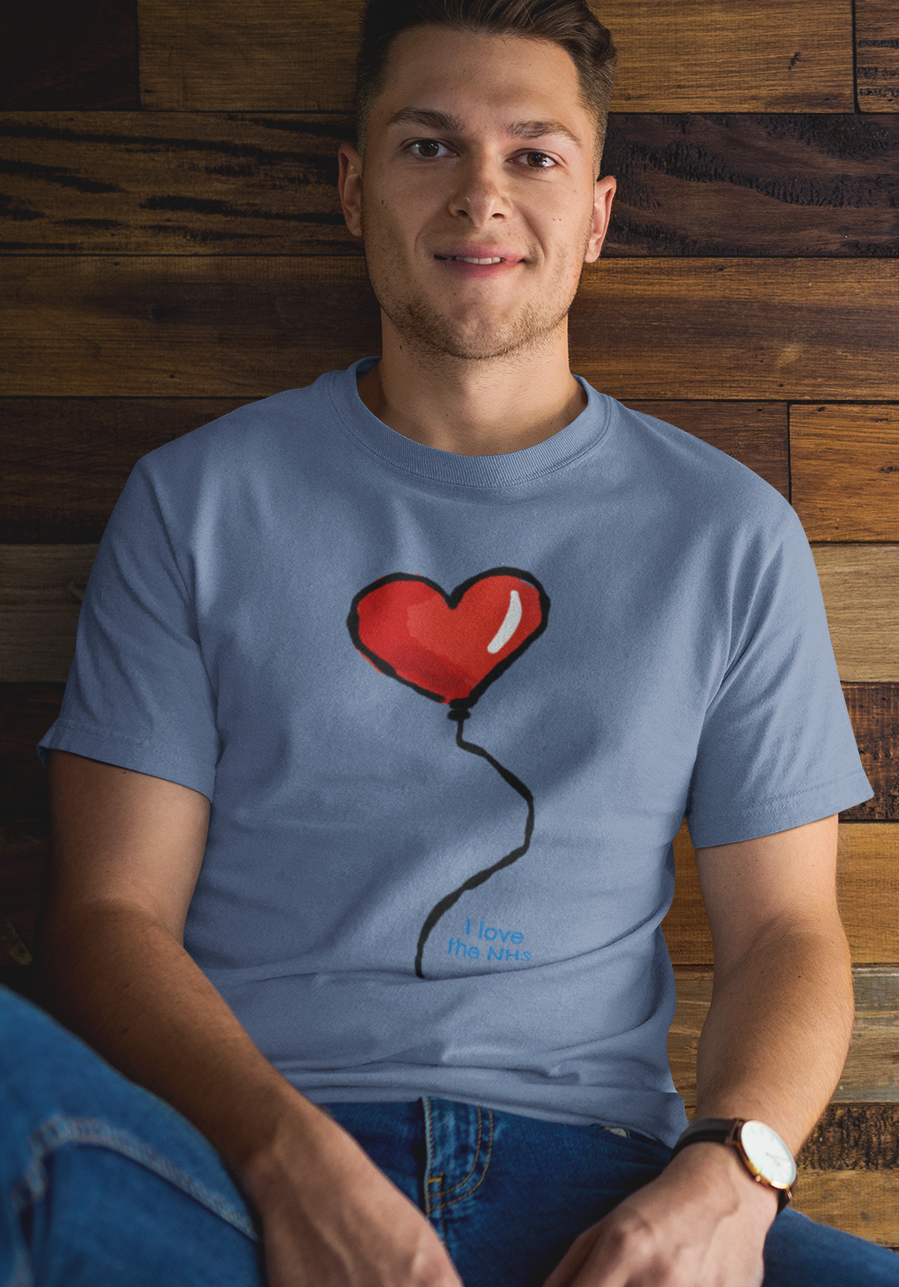 Red Heart Balloon T-shirt I love you t-shirts Vegan Cotton
