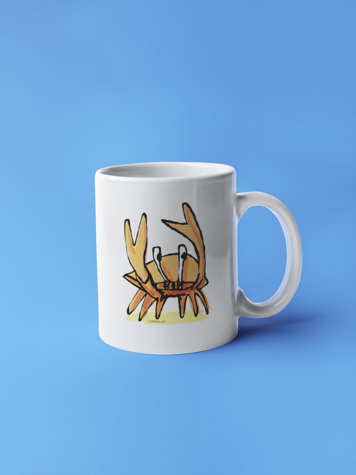 An Angry Crab illustration on a White Ceramic Hector and Bone Mug