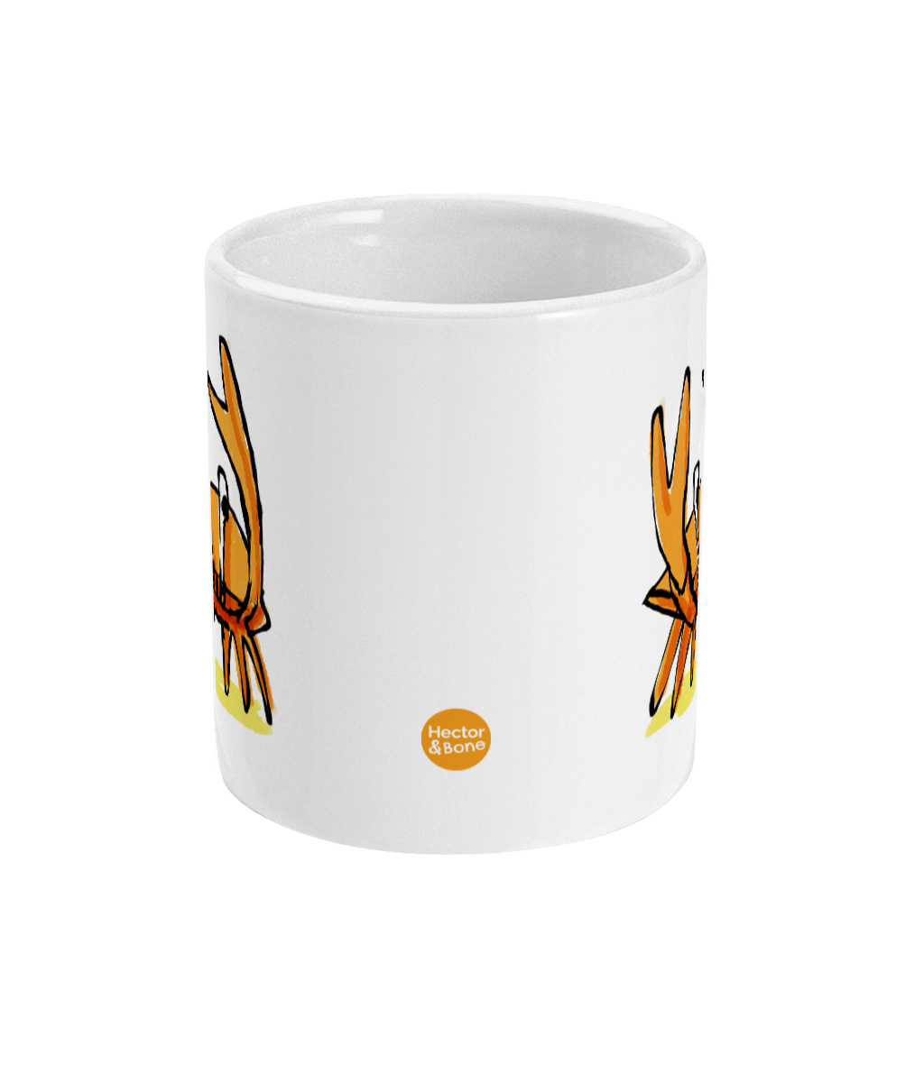 Angry Crab funny design coffee mug by Hector and Bone Front View