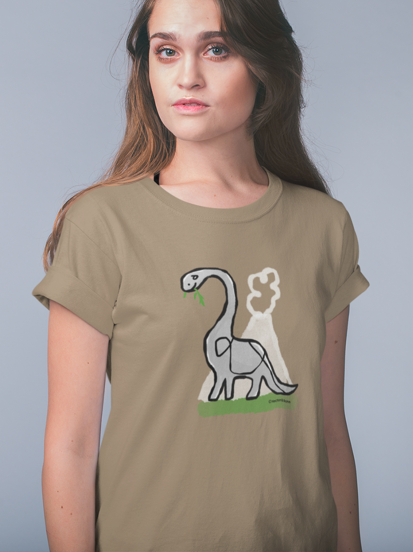 Derek Dinosaur T-shirt - Illustrated Vegan Cotton T-Shirt