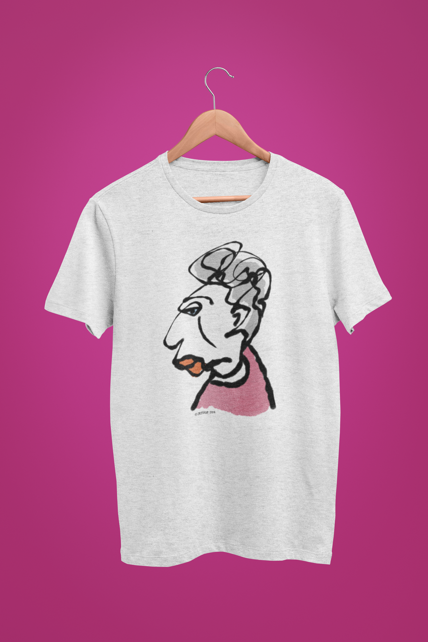 Glamorous Granny T-shirt - Original illustrated gorgeous granny on cream heather grey grandma t-shirts by Hector and Bone