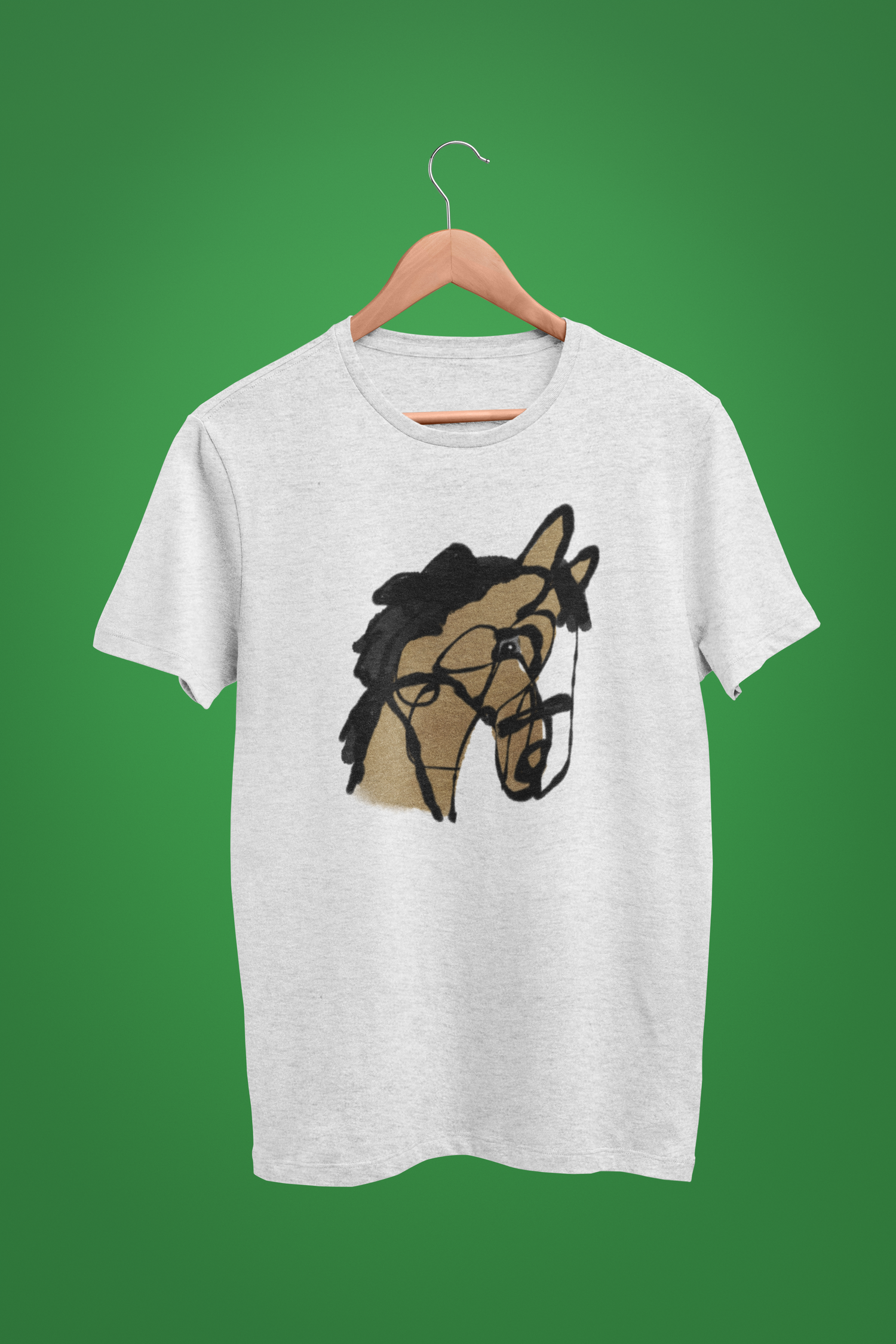 Horse T-shirt - I love my horse cute original design printed on a cream heather grey vegan cotton pony t-shirt by Hector and Bone