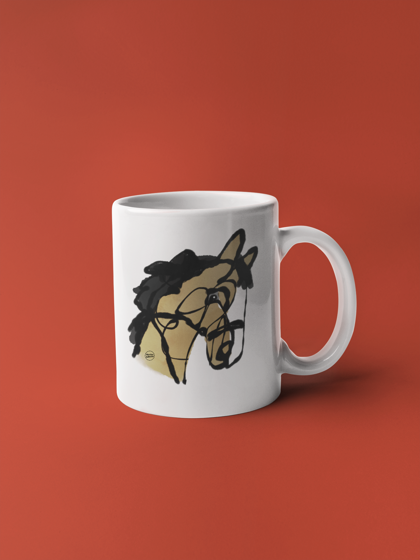 Illustrated Hector and Bone I love my horse tea and coffee mug 