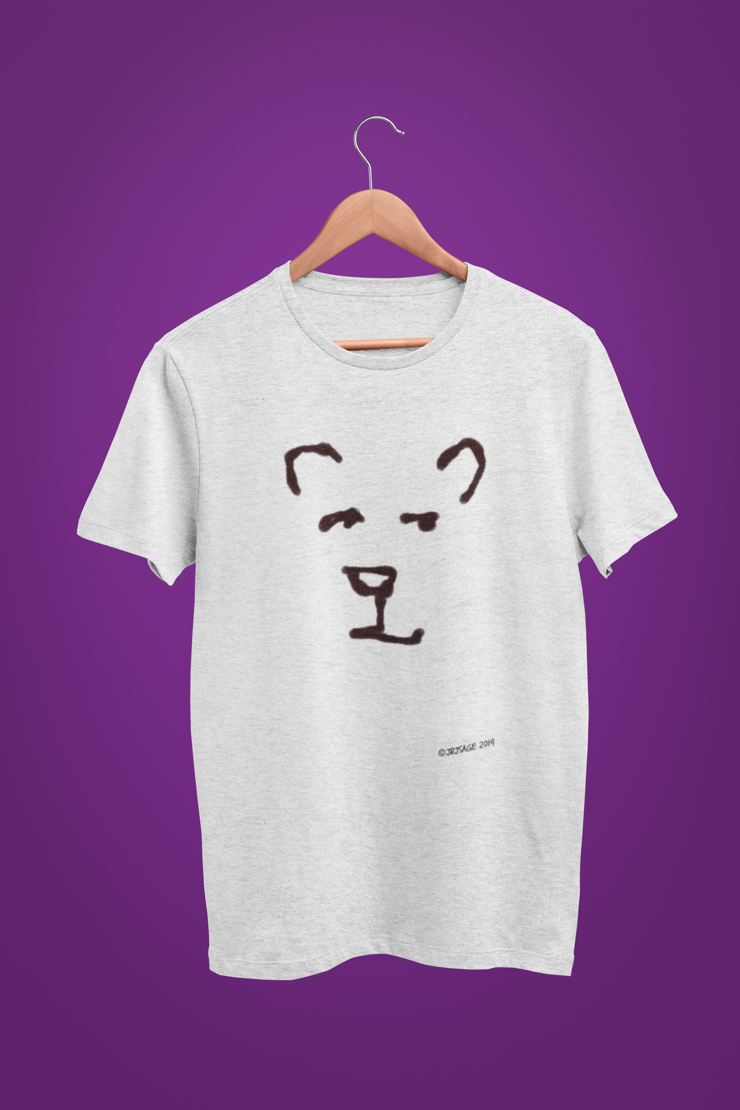 Polar Bear T-shirt by Hector and Bone - cute Polar Bear face illustrated vegan cotton t-shirts - Cream Heather Grey - 10% of Sales Donated to WWF