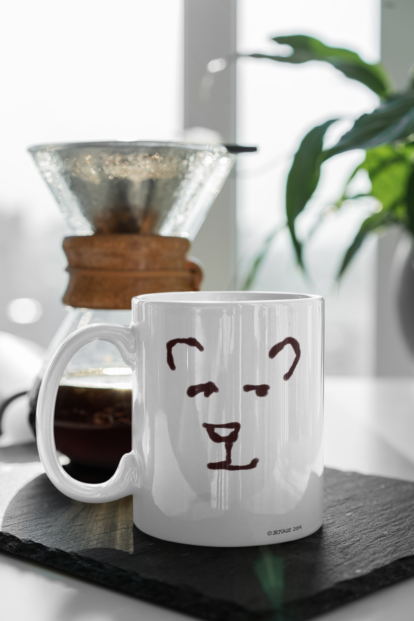 Polar Bear coffee mug on kitchen table - Cute illustrated bear mugs by Hector and Bone