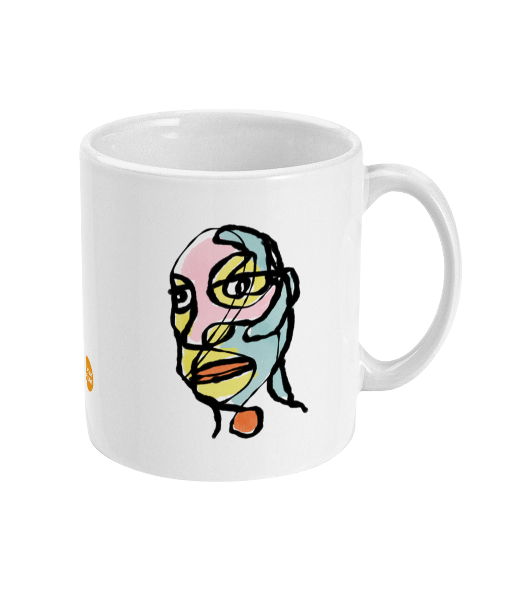 Abstract portait design coffee mug by Hector and Bone Right View