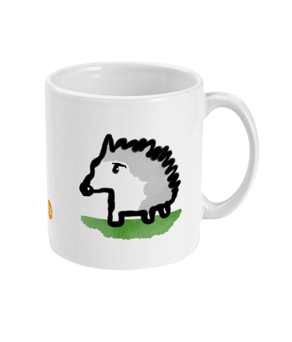 Baby Hedgehog design coffee mug by Hector and Bone Right View