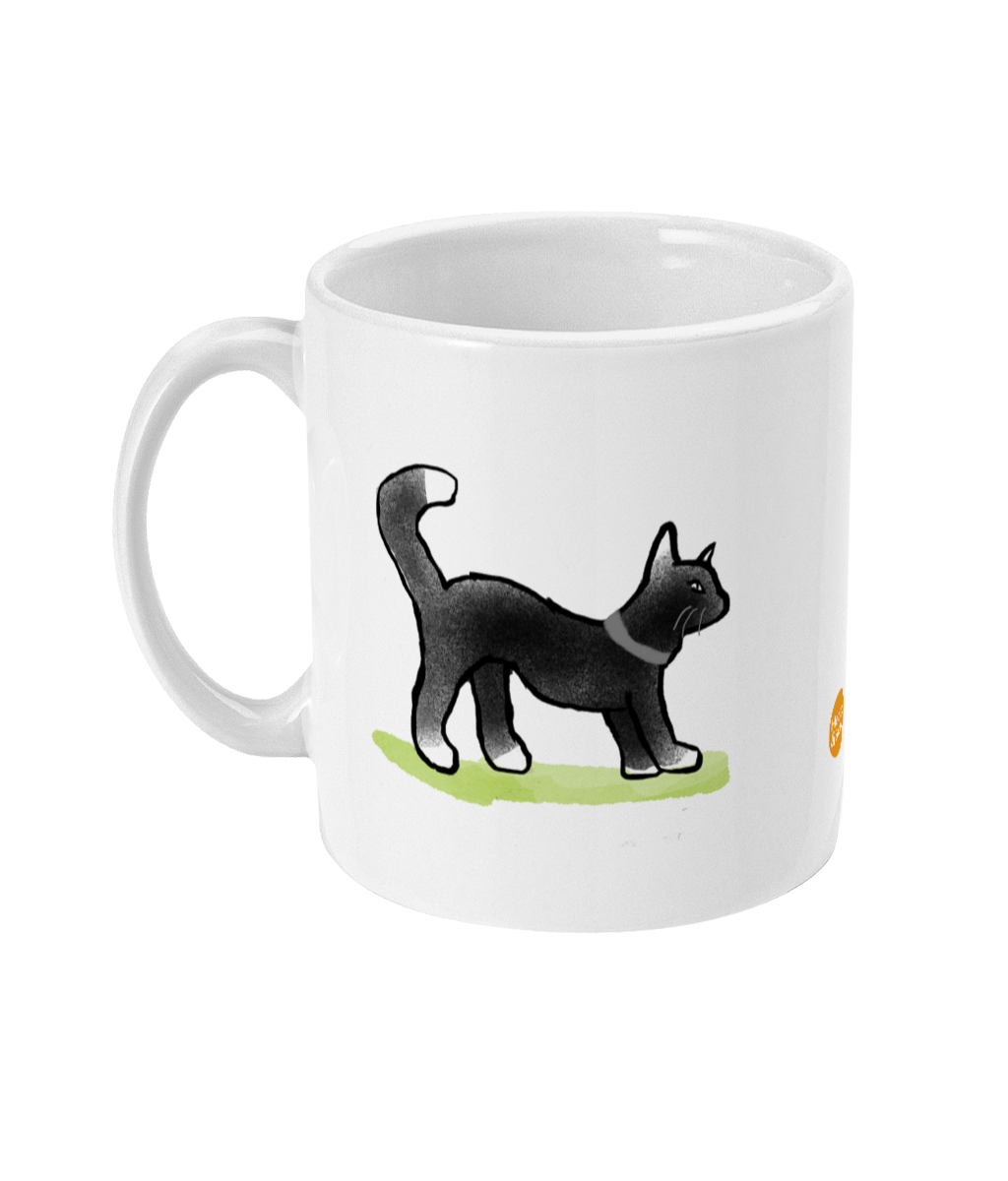 Black Cat coffee mug design by Hector and Bone Left View