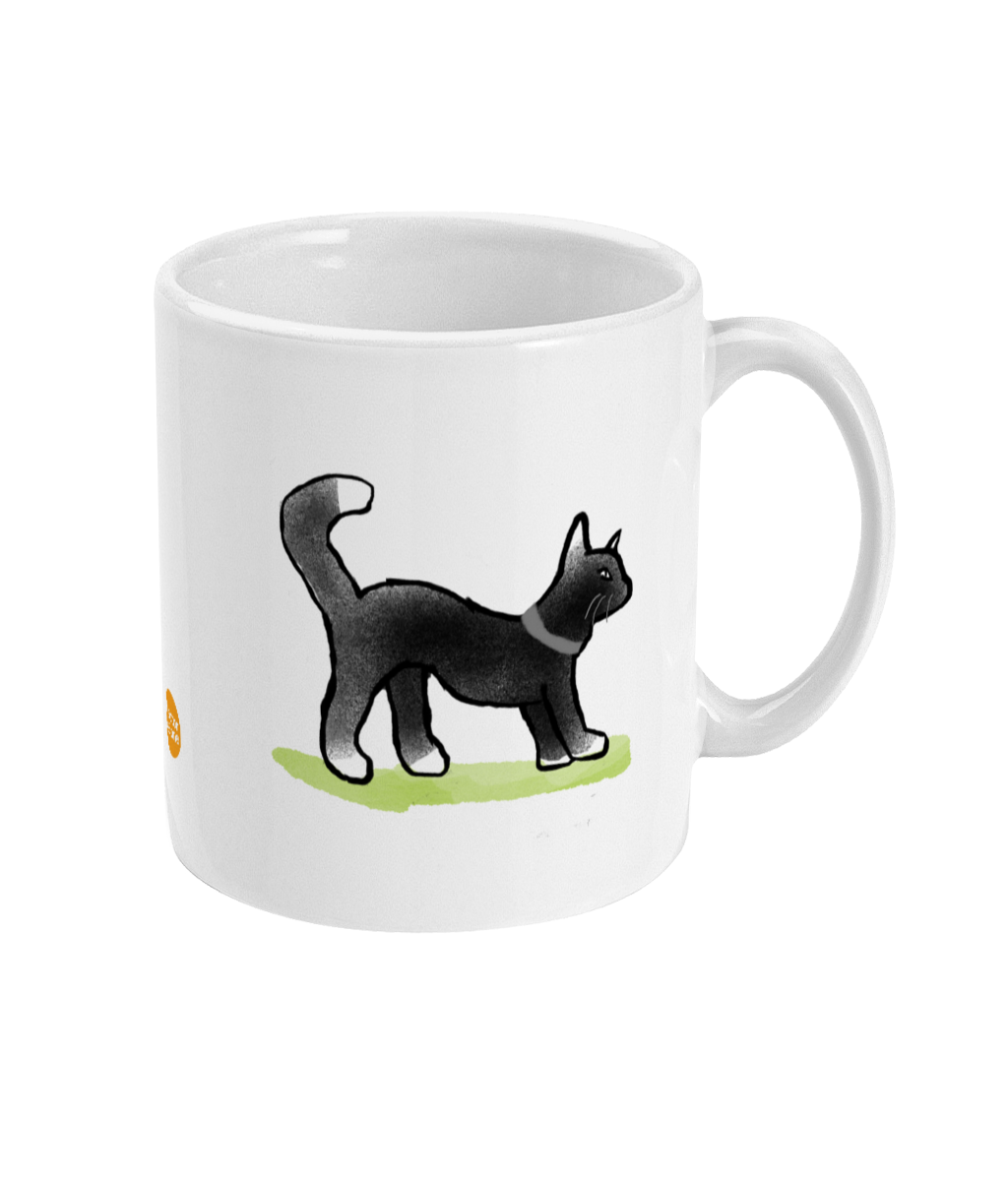 Black Cat coffee mug design by Hector and Bone Right View
