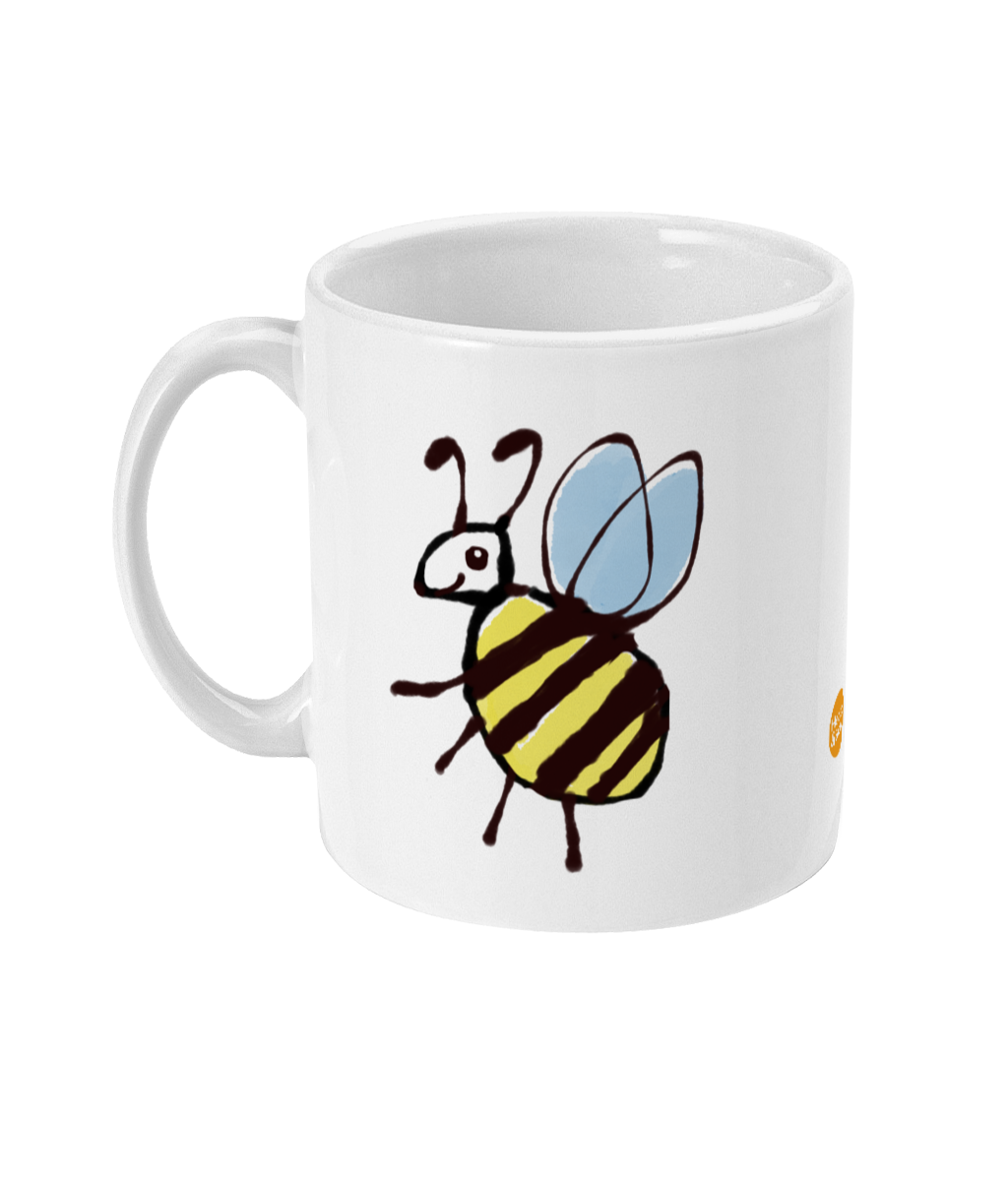 Cute Busy Bee design coffee mug by Hector and Bone Left View