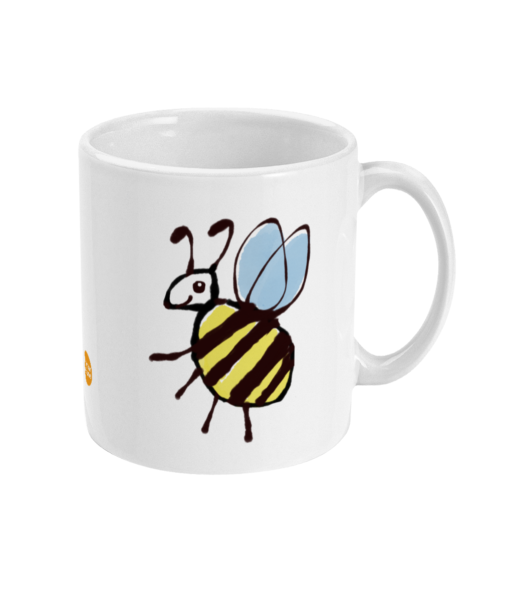 Cute Busy Bee design coffee mug by Hector and Bone Right View
