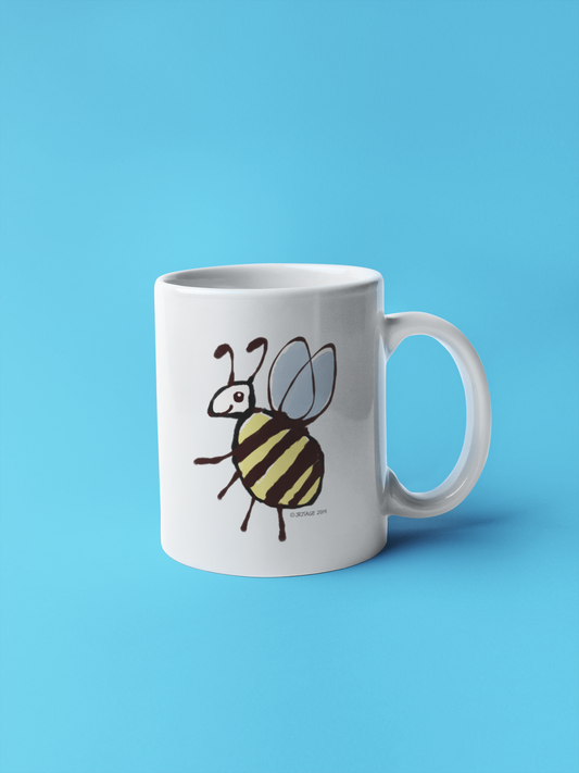 Cute Busy Bee design on a coffee mug by Hector and Bone