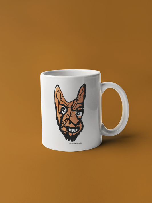 Cheeky Little Devil Halloween original illustrated ceramic coffee mug by Hector and Bone