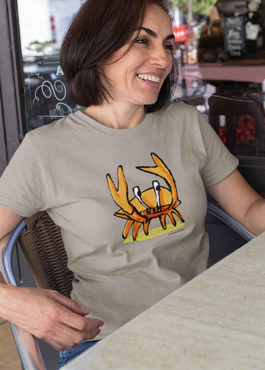 Angry Crab T shirt Vegan Cotton Crab T shirts Hector and Bone