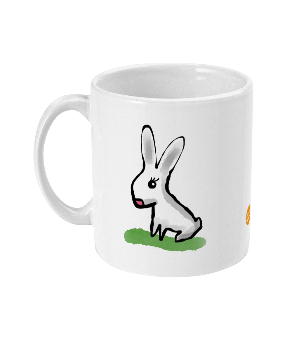 Cute Bunny design coffee mug by Hector and Bone Left View