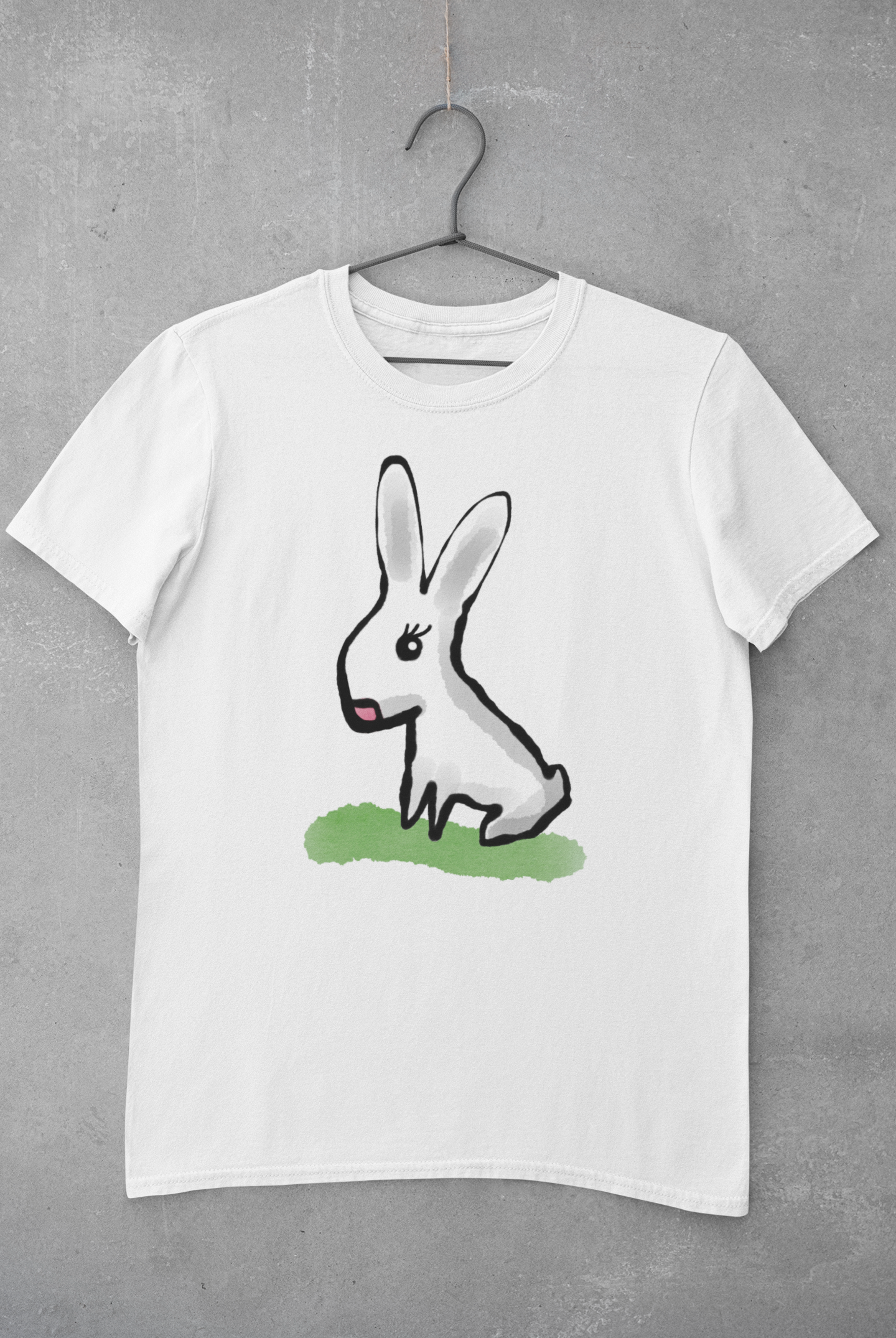 Cute Bunny T-shirt original illustrated design on white vegan cotton t-shirts by Hector and Bone