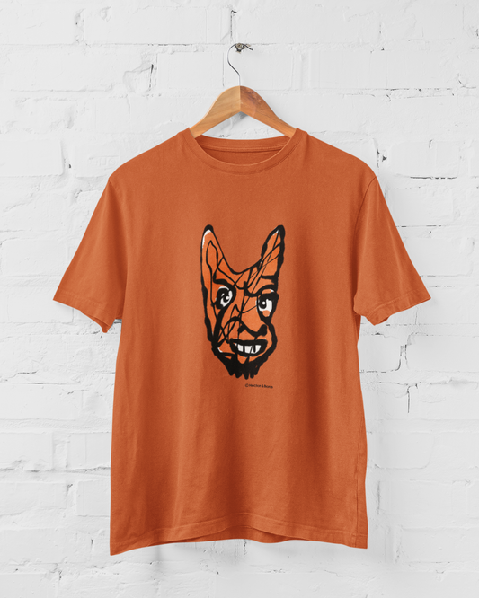 Devil T-shirt - Cheeky Little Devil illustrated orange vegan cotton t-shirts by Hector and Bone