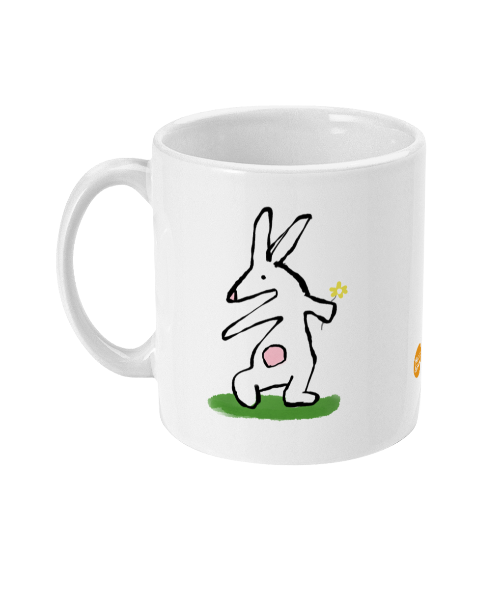 Flower Bunny - Rabbit coffee mug design by Hector and Bone Left View