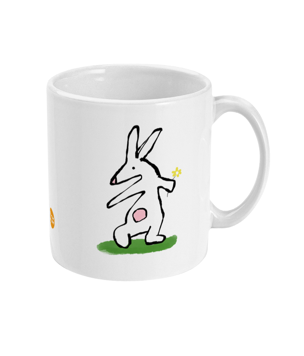 Flower Bunny - Rabbit coffee mug design by Hector and Bone Right View