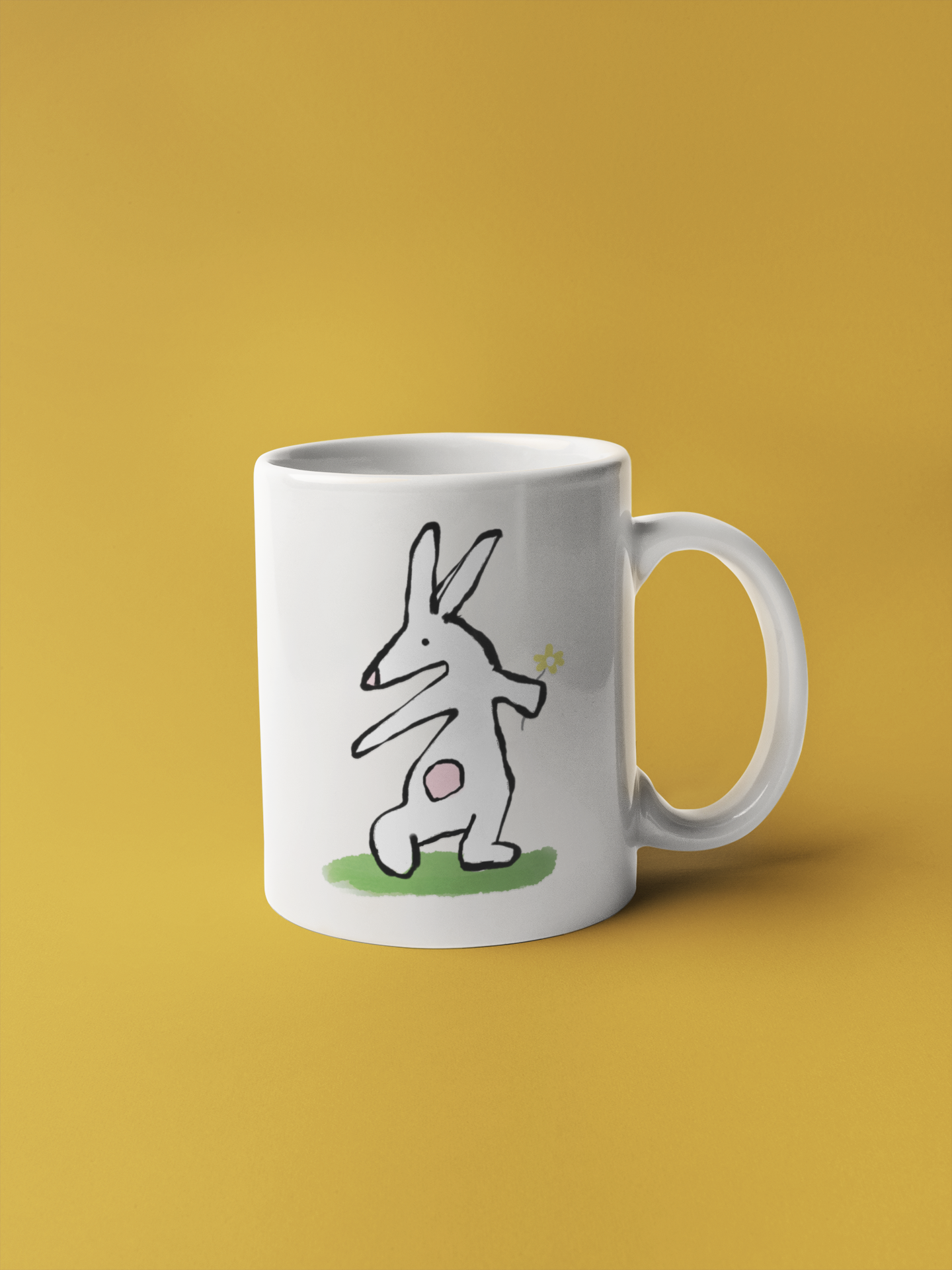 Illustrated Flower Bunny mug Rabbit design by Hector and Bone