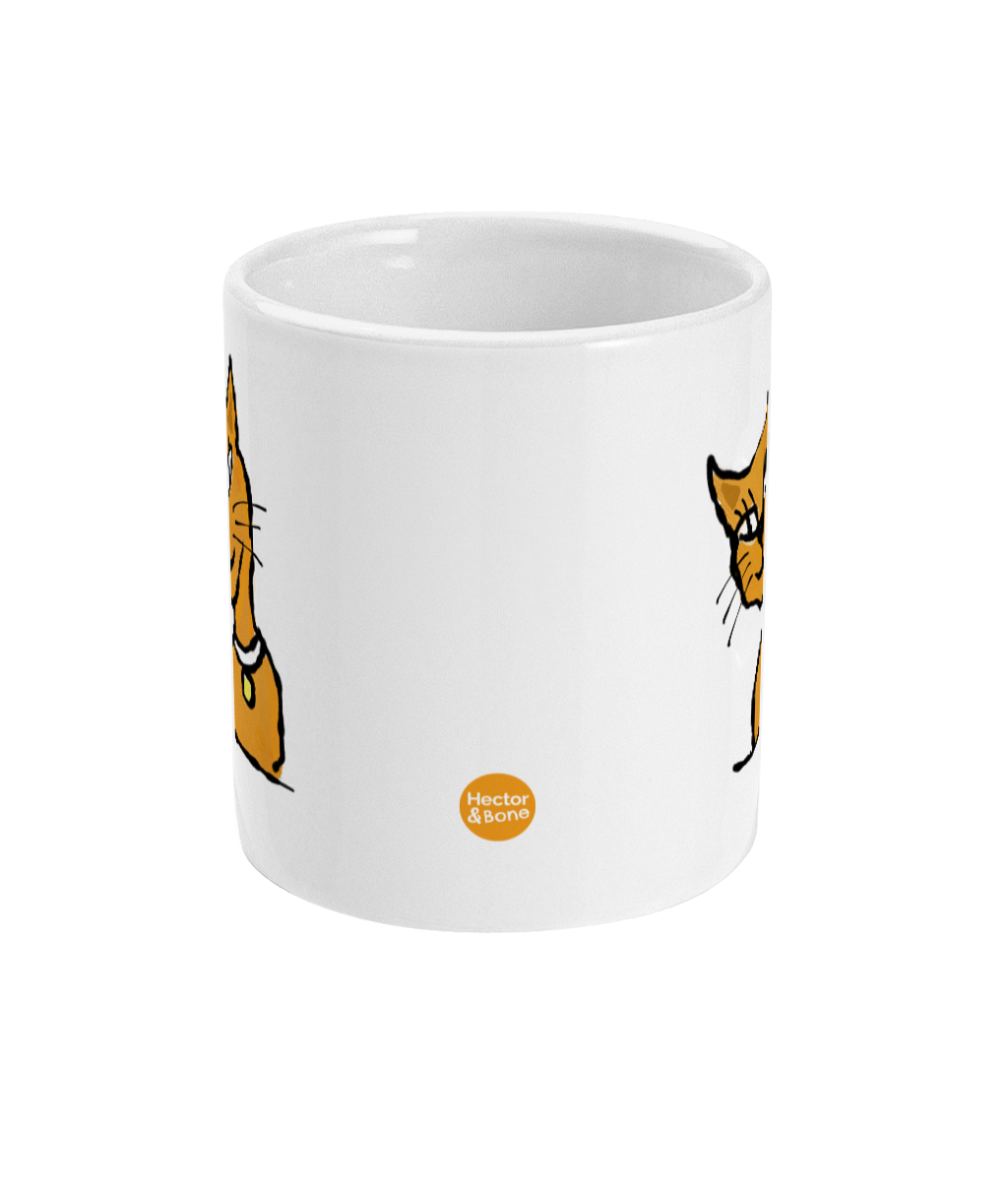 Ginger Cat coffee mug design by Hector and Bone Front View