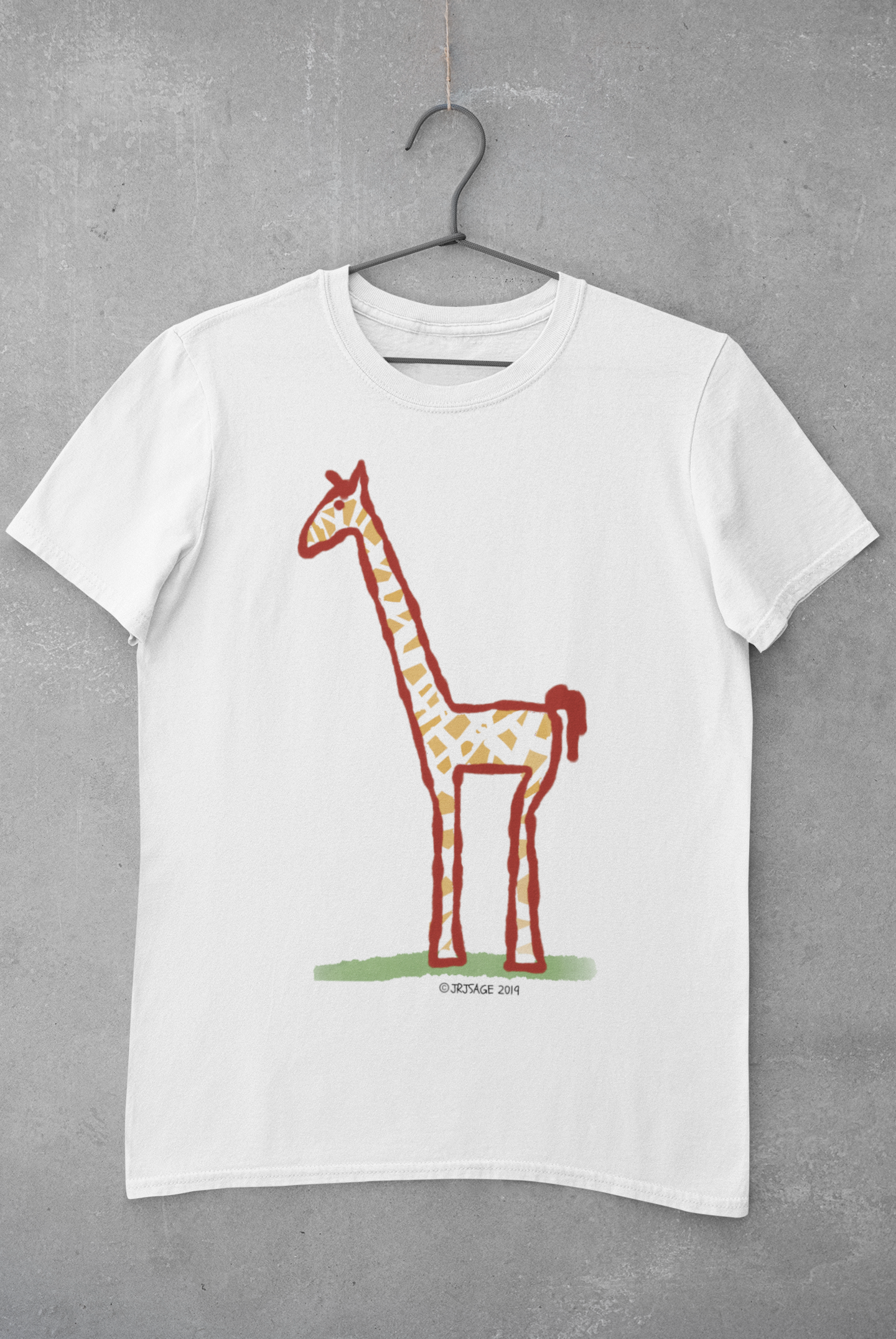 Giraffe t-shirt - Illustrated Jeffrey Giraffe white vegan cotton t-shirts by Hector and Bone