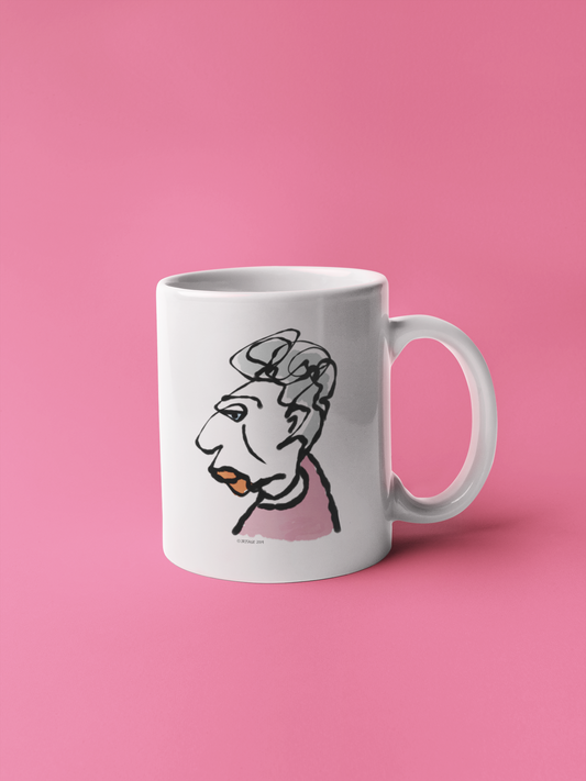 Glamorous Granny illustration on a white ceramic mug by Hector and Bone