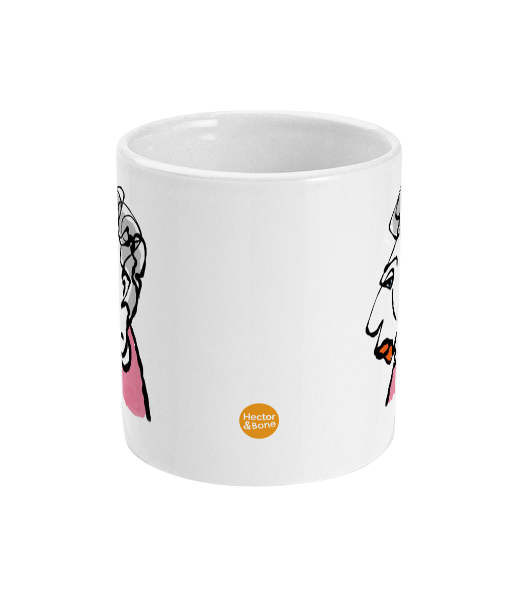 Glamorous Granny design on a coffee mug by Hector and Bone Front View