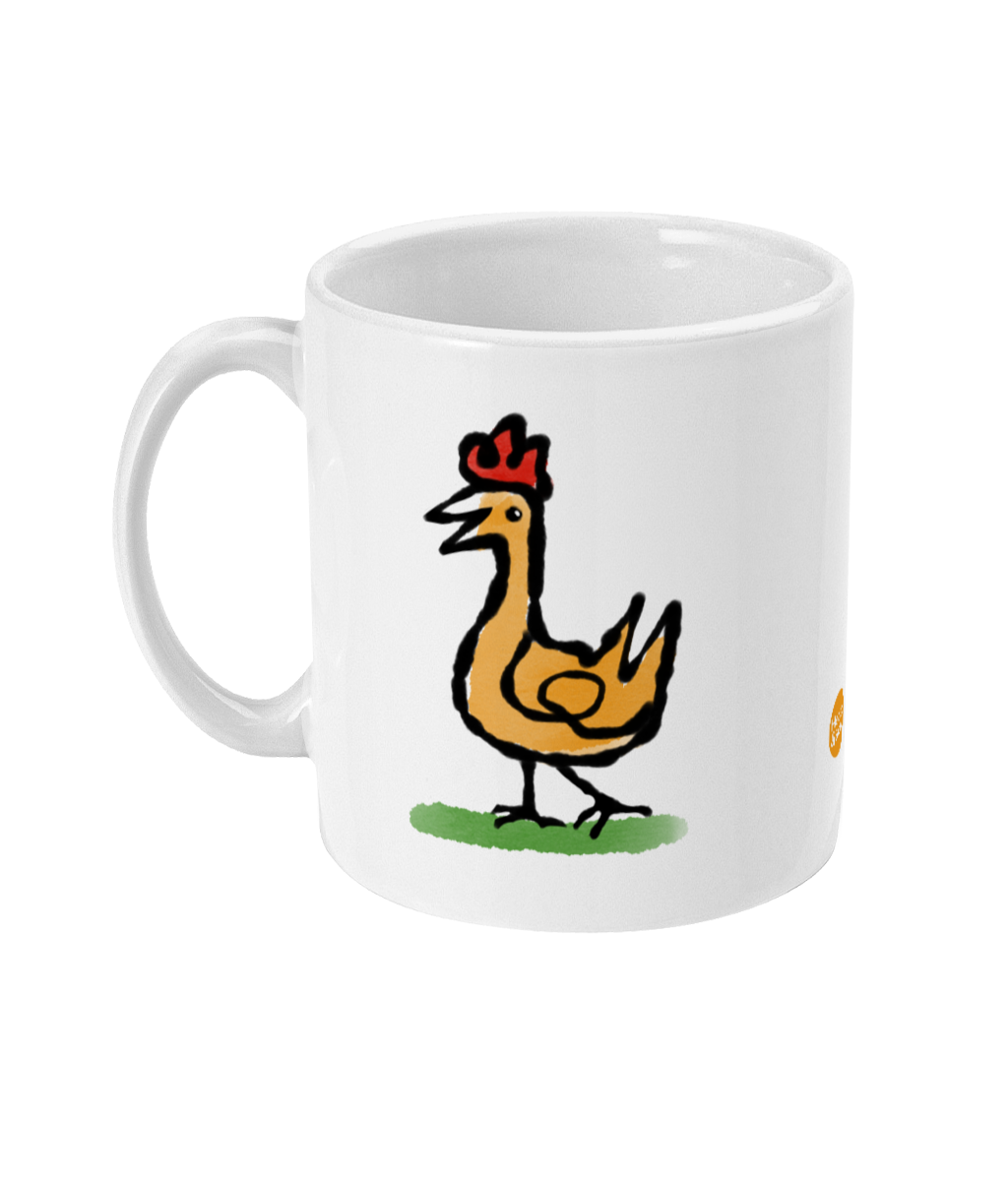 Happy Chicken coffee mug design by Hector and Bone Left View