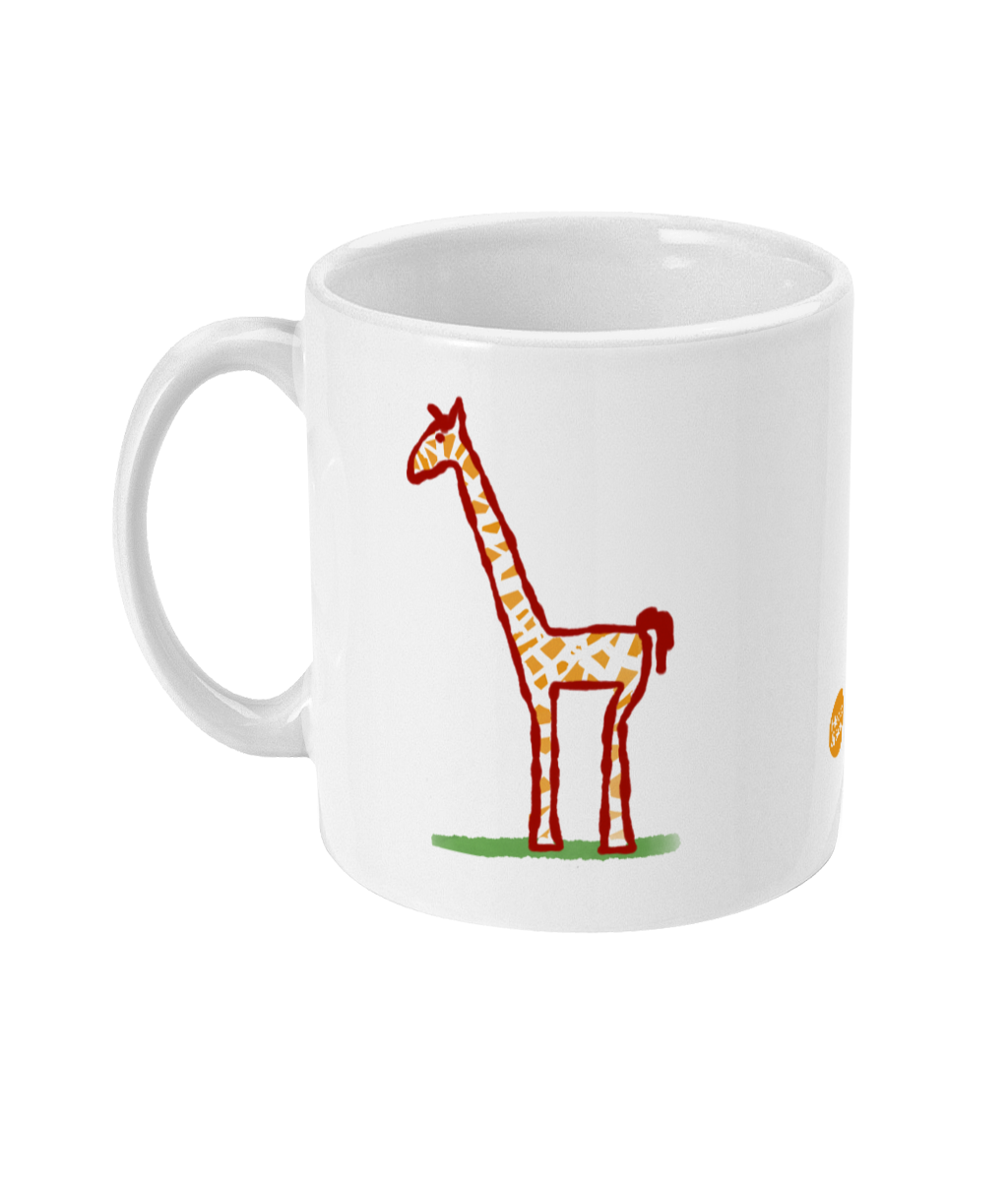 Cute Giraffe mug - Illustrated Jeffrey Giraffe coffee mugs by Hector and bone  - Left view 