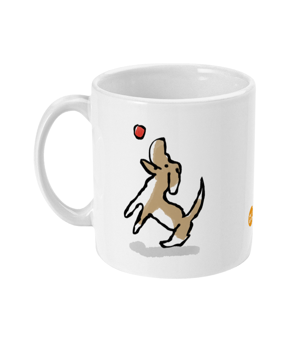Jumping Dog design coffee mug by Hector and Bone Left View