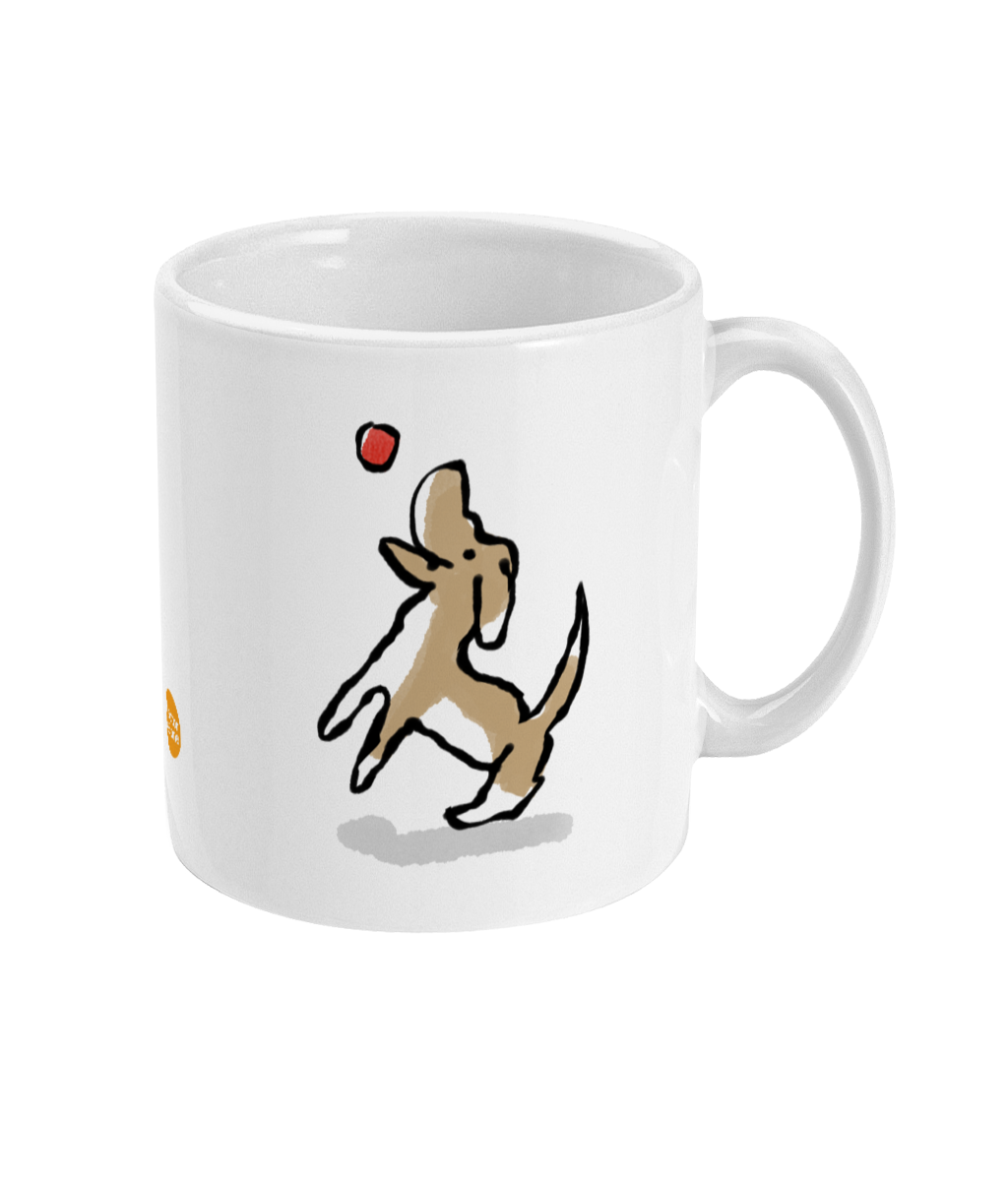 Jumping Dog design coffee mug by Hector and Bone Right View