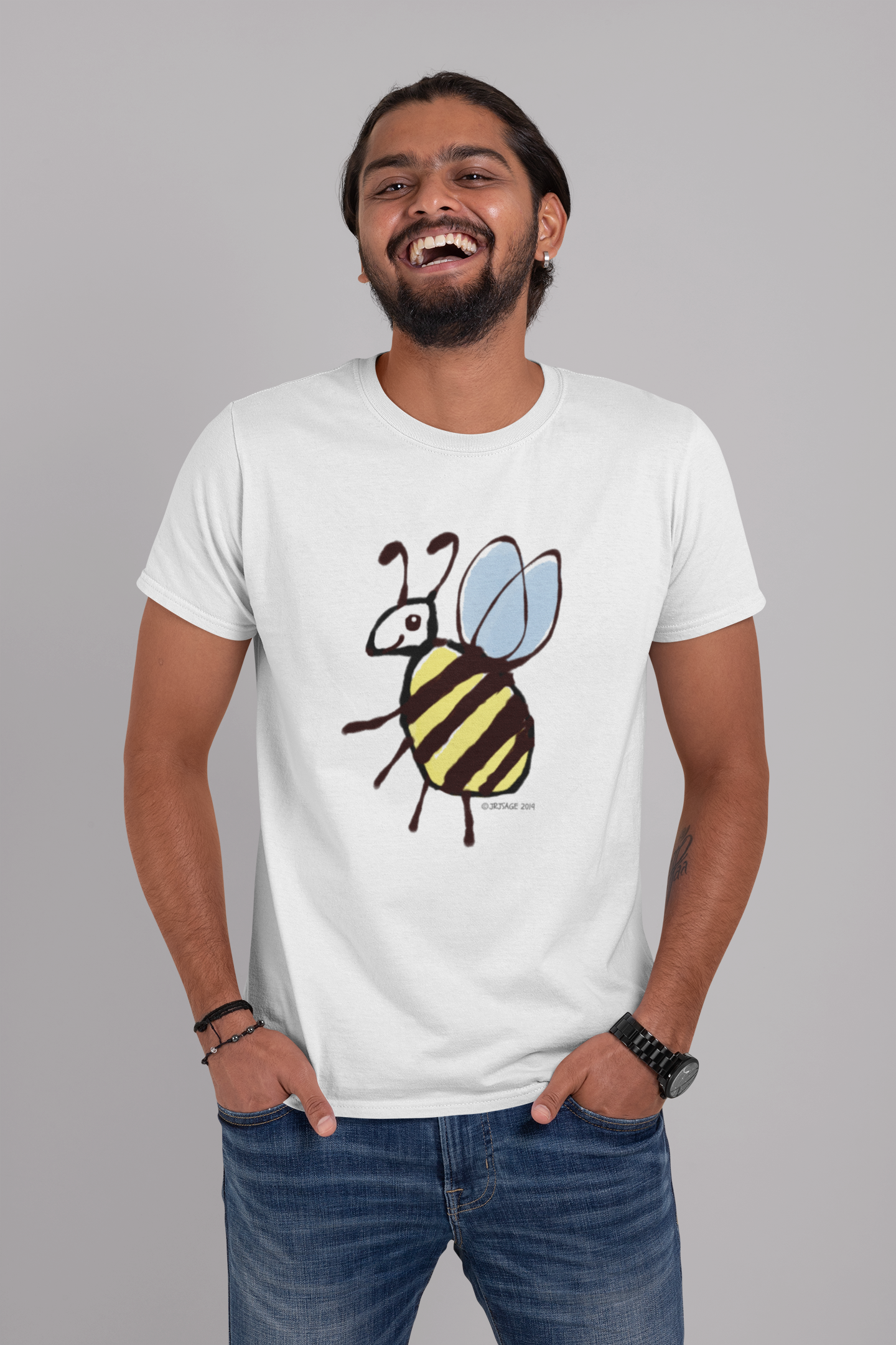 Bee t shirt design Vegan cotton Busy Bee t shirts Hector and Bone