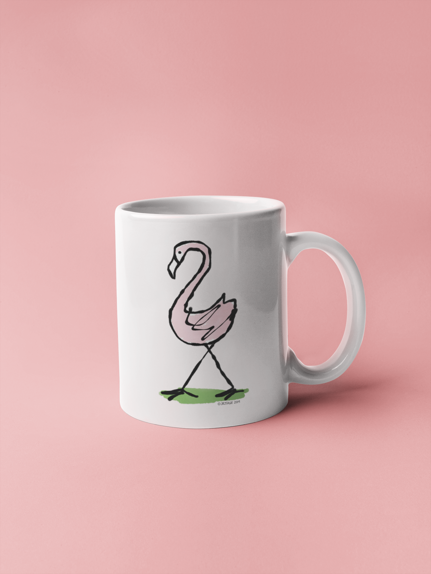 Pink Flamingo mug - Original cute Flamingo illustrated coffee mug by Hector and Bone