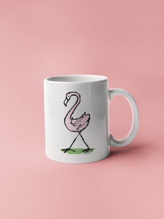Pink Flamingo mug - Original cute Flamingo illustrated coffee mug by Hector and Bone