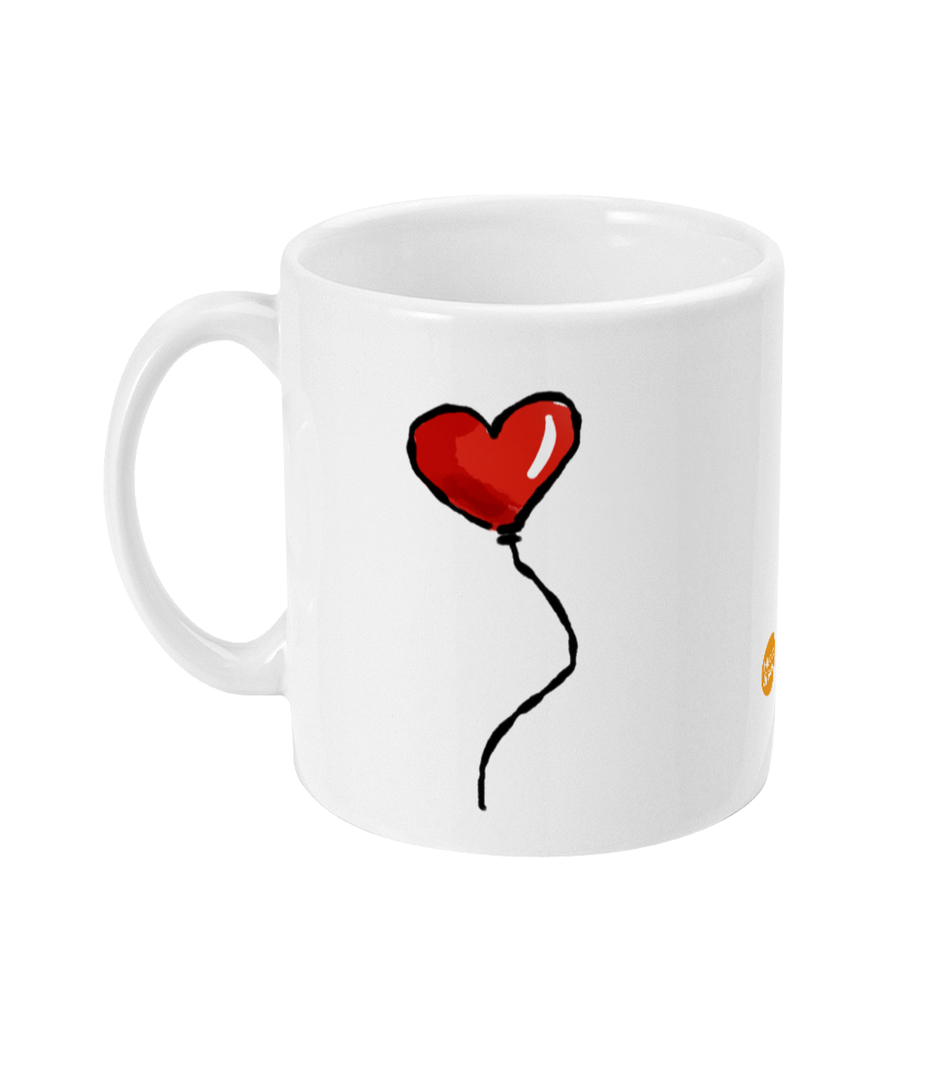 Red Heart Mug - Red Heart illustrated coffee mug by Hector and Bone Left View