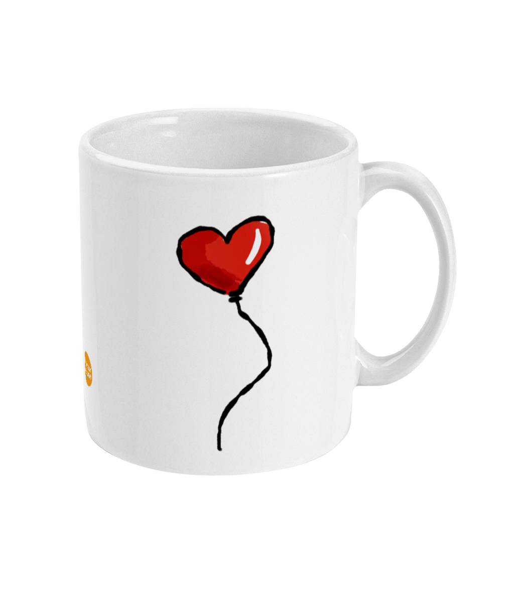Red Heart Mug - Red Heart illustrated coffee mug by Hector and Bone Right View
