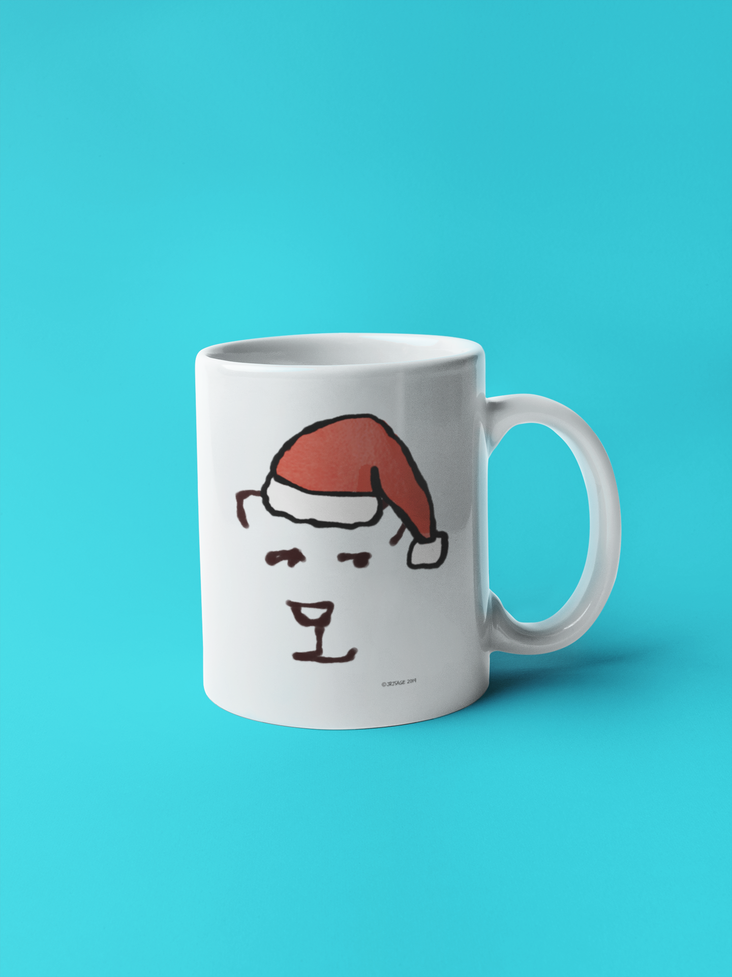 Santa Polar Bear Christmas coffee mug design by Hector and Bone - A cute animal wearing a Santa hat