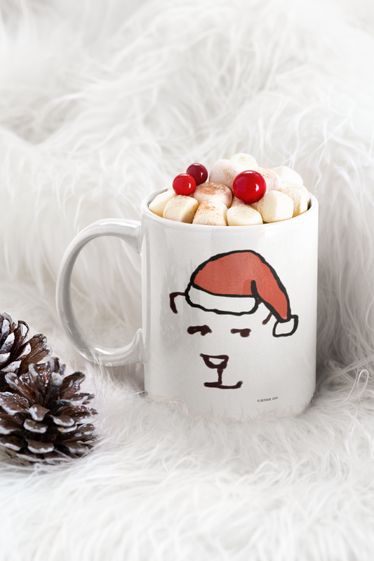 Santa Polar Bear Christmas mug design by Hector and Bone - A cute animal wearing a Santa hat