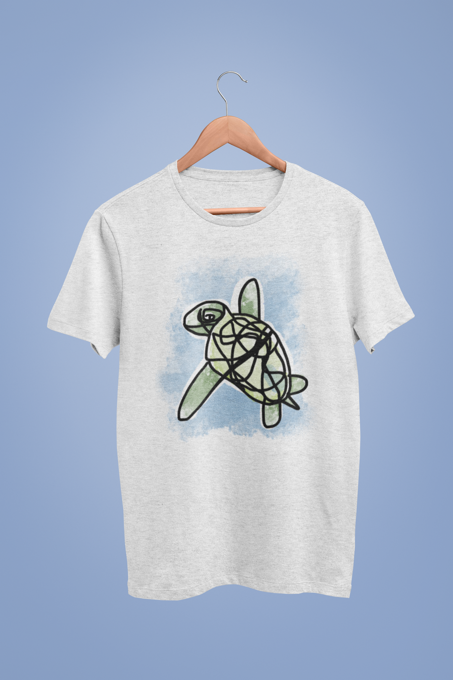 Sea Turtle T-shirt - Illustrated Green Sea Turtle T-shirts - Endangered species wildlife conservation - Quality heather grey vegan cotton turtle t-shirts by Hector and Bone