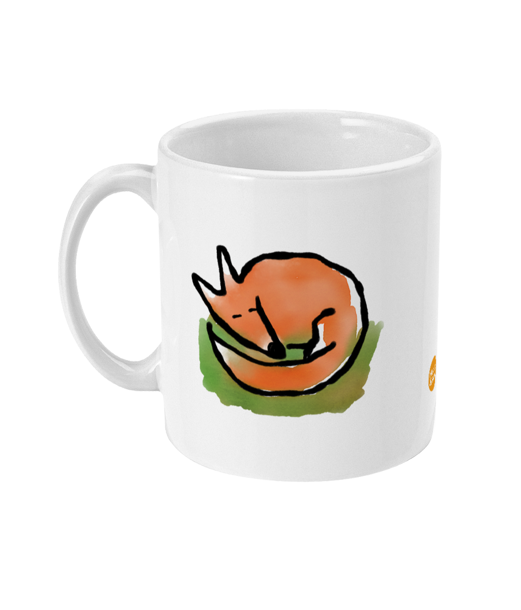 Sleeping Fox Mug - Cute Fox coffee mugs illustrated by Hector and Bone Left View