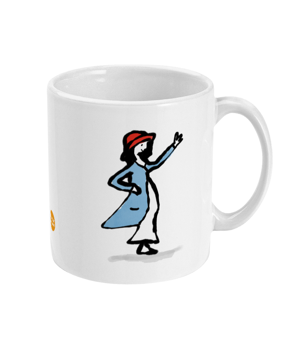 Waving Girl coffee mug design by Hector and Bone Right View