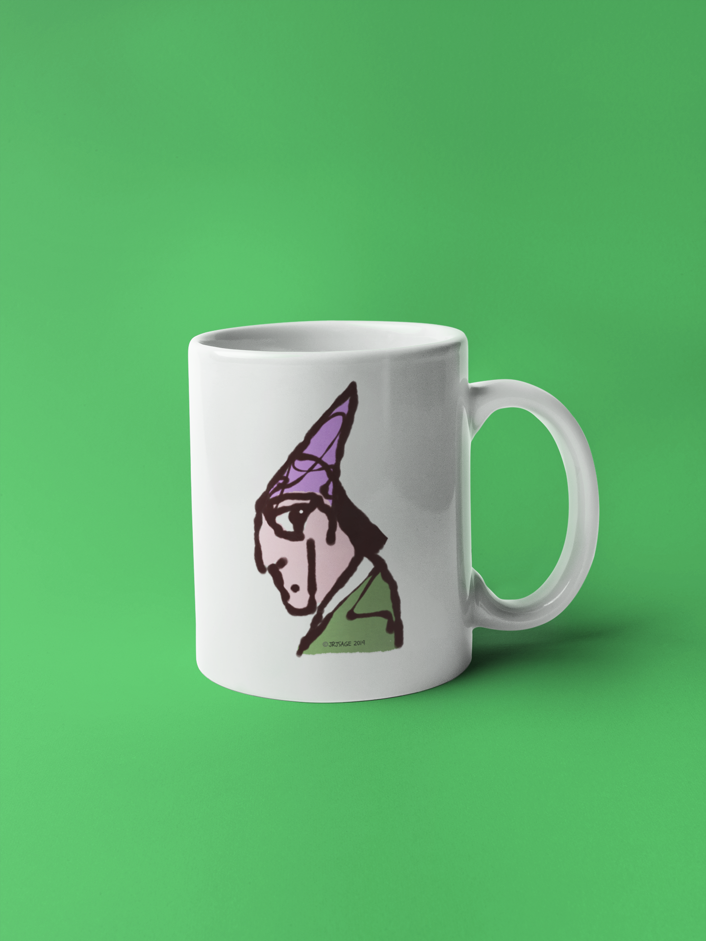 Wizard coffee mug - Illustrated magicial wizard design on a mug by Hector and Bone