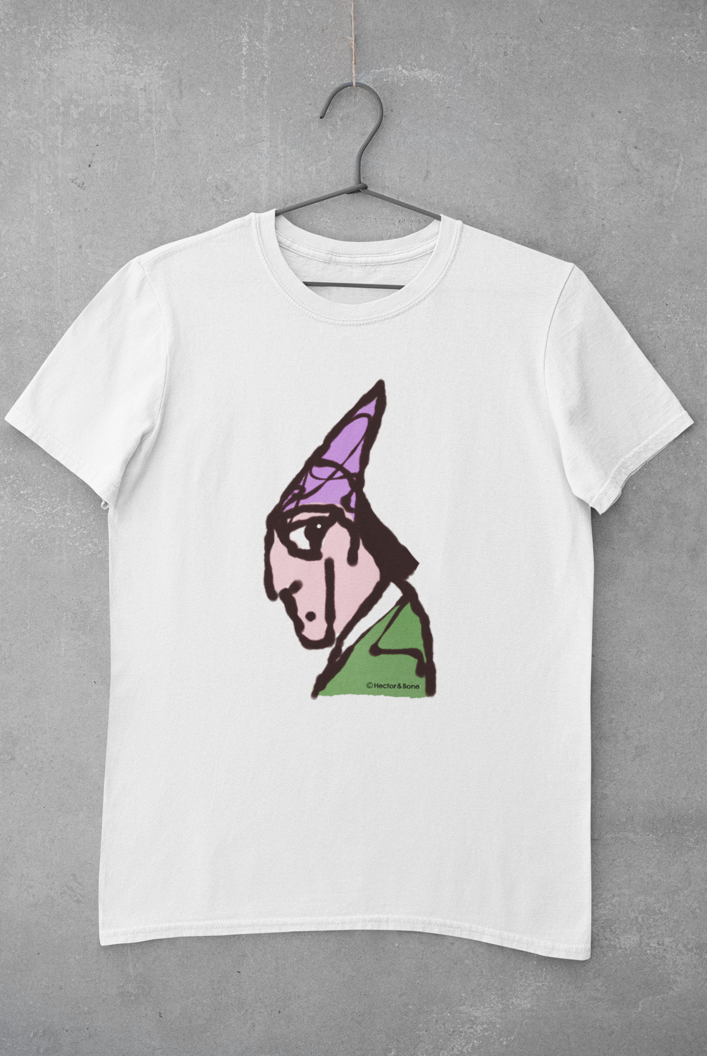 Wizard T-shirt - Illustrated magical Wizard t-shirts on vegan white cotton by Hector and Bone